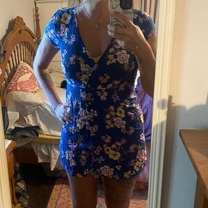 Blue floral mini dress